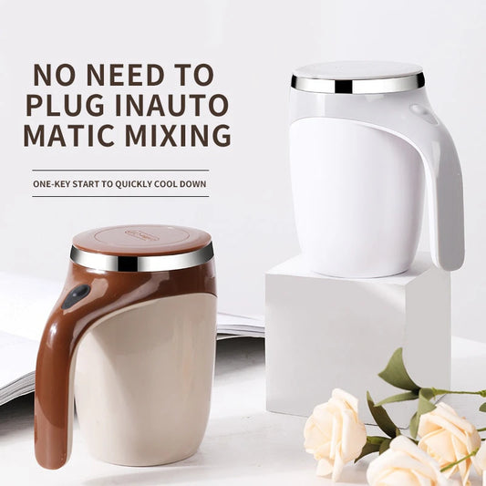 "Rechargeable Electric Stirring Mug: Effortlessly Blend Your Coffee On-The-Go!"